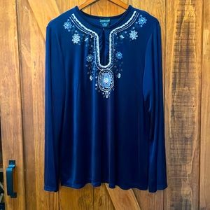 Navy blue beaded XL top by citiknits